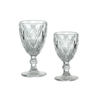 Verres à vin en verre coloré en gros, à motif diamant, réutilisables et lavables au lave-vaisselle, pour bars, restaurants, fêtes et traiteurs