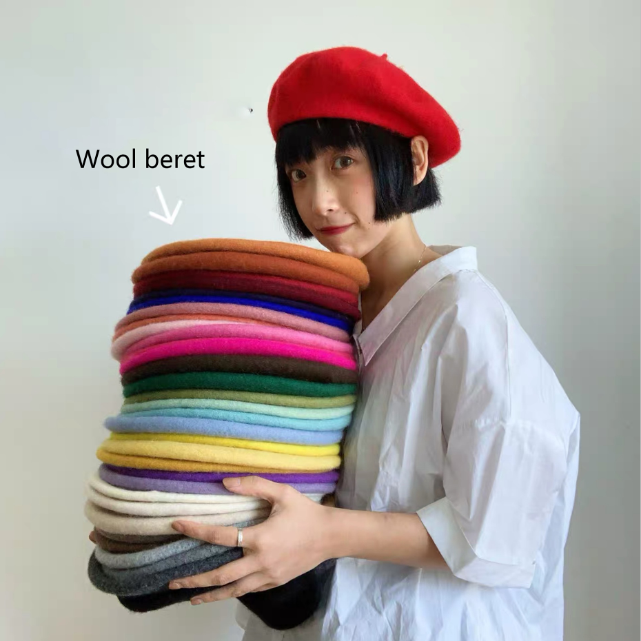 Винтажный однотонный берет унисекс Go Party ярких цветов, шапки, теплый шерстяной берет, Шапка-бини на весну, осень и зиму, женская уличная шапка для девушек