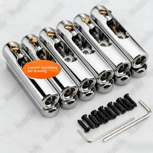 Pont de guitare électrique à corde unique en fil d'EDM, acier inoxydable, type à gorge inférieure fendue, tube en laiton, noir/doré/gris argenté - Product Image 1