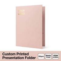 Carpeta de Presentación Ecológica Rosa Pálido con Logotipo Personalizado, Portadocumentos de Papel de Lujo, Plegable, Material de Oficina