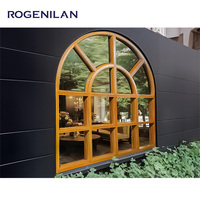 Ventana Redonda de Aluminio Resistente a Huracanes Estilo Francés Rogenilan, Ventana Circular Fija con Rejilla