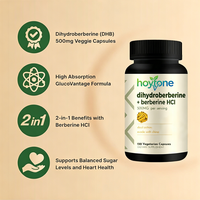 Capsules de dihydroberbérine berbérine HCl 500 mg, marque privée OEM, soutien métabolique, santé cardiovasculaire, soutien immunitaire pour adultes