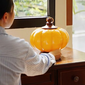 Retro Pumpkin Table Lamp Touch Control Rechargeable LED Cordless Bedside Camping Light 220V DC <b>6V</b> 10000H Lifespan - Product Image 1