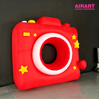 Cadre de caméra gonflable géant de 2,5 m, rouge, en forme de dessin animé, accessoire interactif pour événements et mariages