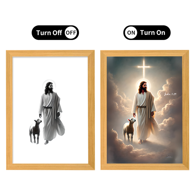 A5 Size Photo Frame with LED Light, Uv Printing, Wood Frames