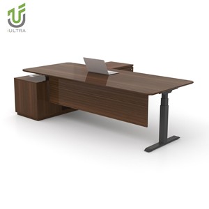 Iultra lớn màu trắng hình chữ L bàn đứng điện cho văn phòng nhà thiết kế hiện đại với động cơ kép và điều khiển bộ nhớ cho các góc - Product Image 1