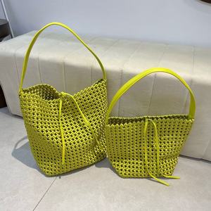 Tendances de la mode féminine, <span class=keywords><strong>sacs</strong></span> à main décontractés en tissu tissé à la main, couleur estivale, avec fermeture à cordon, sac élégant pour les vacances, pour la plage - Product Image 6