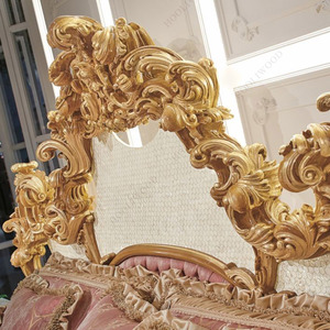 Cao cấp màu xanh lá cây Malachite khắc gỗ cổ điển Pháp nội thất phòng ngủ giường cho biệt thự ngôi nhà lớn - Product Image 5