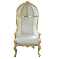 Sillón de Pedicura Grande de Acrílico, Estilo Barroco, con Respaldo Alto, Color Blanco Antiguo, Tipo Trono Real