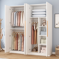 Armoire de chambre à coucher, meuble de rangement économique en bois massif pour appartement, chambre de location