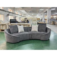 Juego de Sofás Modulares Curvos Personalizados de Fábrica, Tela Chenilla Gris Oscuro, Forma de L, Moderno, para Sala de Estar, con Cojines Tapizados
