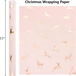 Christmas <b>wrapping</b> <b>paper</b> Pink three dimensional <b>rose</b> <b>gold</b> reindeer design gift <b>wrapping</b> <b>paper</b> Customizable - Product Image 6