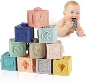 Silicone Build Block Baby Teething Toys Stacking Toy Soft Building Block Set
