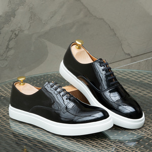 Mocassins pour hommes, nouvelle tendance, brillants, à bout pointu, en cuir de vachette embossé, fermeture éclair, grande taille, style business - Product Image 2