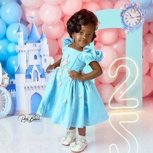 Abiti da ragazza di fiori con applicazioni blu per matrimonio abito da festa di compleanno per <span class=keywords><strong>bambina</strong></span> con perline abito da <span class=keywords><strong>bambina</strong></span> con foto da piccola - Product Image 2