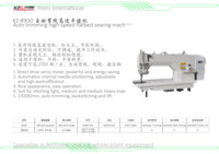 Machine à coudre/couper à lit plat haute vitesse KZ-8900 Kezhi International Factory Auto-Trim - Moteur servo à entraînement direct pour