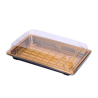 KARYO Série rectangulaire-Boîte à sushi rectangulaire dorée pour aliments Sushi Emballage en plastique Conteneur à emporter