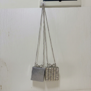 Square Beaded Evening Clutch with Chain Strap Sparkling Metallic Rhinestone Handbag for Party Fashion Elegant Large Capacity - Product Image 2