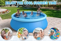 Piscine gonflable ronde de 3 m (10 pieds) à montage rapide, capacité de 956 gallons, en PVC uni enduit résistant aux UV, jouet d'été durable pour jardin familial