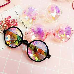 Gafas de Sol Personalizadas al por Mayor, Gafas de Moda Unisex para Festivales y Fiestas, Lentes Coloridas Holográficas, Gafas Redondas de Caleidoscopio - Product Image 2