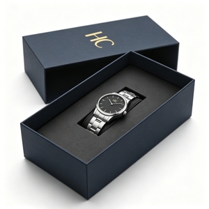 Eco Friendly <b>Paper</b> Watch Box Lid and Base Rigid Cardboard Gift Box Custom Printed Luxury Watch Packaging Factory - Product Image 6