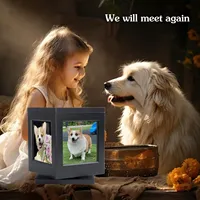 Caja de Madera para Cenizas de Mascotas con Marco para Fotos, Urna Conmemorativa para Perros y Gatos, Urna Funeraria para Mascotas