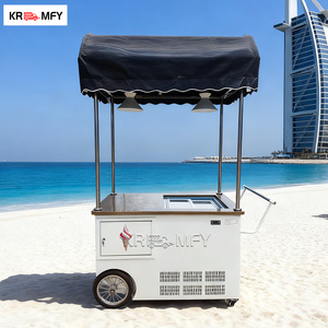 2025 Stainless Steel Fiberglass Hot Dog Food Cart Street Full Kitchen Mobile Ice Cream Tricycle <b>Freezer</b> Trailer for Usa - Product Image 4