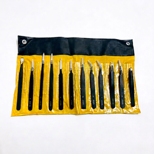 SUNTOOLS/STIPL Lot de 12 pinces à épiler en acier non magnétique pour bijoux, outils de précision pour le bricolage, pour la manipulation de pierres taillées en baguette coniques - Product Image 1