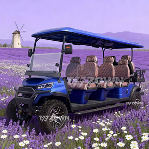 Carrito de Golf Premium Azul con Múltiples Asientos, Techo Impermeable Extra Grande, Cojines Confortables, Vehículo de Transporte para Clubes Campestres - Product Image 2