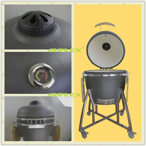 Auplex <span class=keywords><strong>Kamado</strong></span> <span class=keywords><strong>Joe</strong></span> - Parrilla <span class=keywords><strong>Kamado</strong></span> de Carbón para Exteriores de 26 Pulgadas, Construcción de Acero Inoxidable, Acabado de Esmalte de Porcelana, Impermeable - Product Image 2