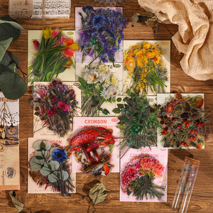 Adesivi colorati trasparenti artigianali Vintage da 40 pz/pacco per animali domestici con adesivo floreale per Scrapbooking - Product Image 1