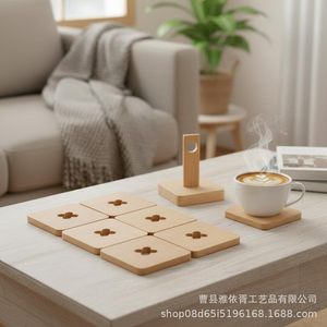 Sous-verres en bois pour l'export, sets de table carrés, tapis isolants thermiques, sous-verres à café, décorations créatives en bois pour table à manger - Product Image 3