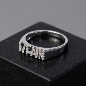 Custom Letter <b>Moissanite</b> Ring 925 Sterling Silver Gold Plated Prong Setting Micro Pave Geometric Name Band Wedding <b>Jewelry</b> - Product Image 2
