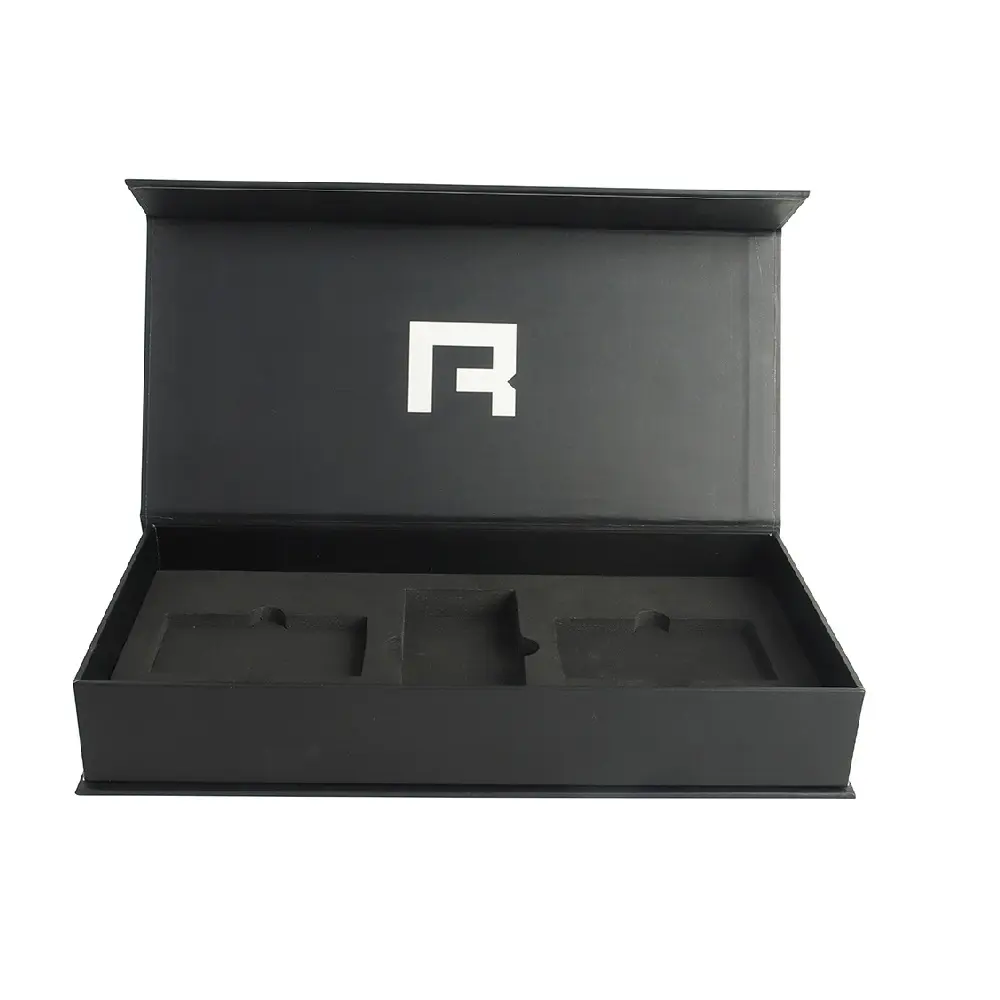 Kustom mewah Logo cetak hitam persegi panjang kemasan kertas kotak hadiah untuk kecantikan warna kosmetik dan parfum