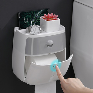 No Punching Multifunctional Toilet <b>Tissue</b> Box & <b>Paper</b> Rack Minimalist Style Grey <b>Black</b> Bathroom Use - Product Image 2