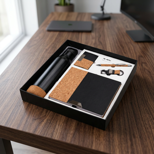 Black Leather Corporate <b>Gift</b> Set Vacuum Bottle Notebook Pen Keychain Card Holder Personalized Handmade Executive Business <b>Gift</b> - Product Image 4