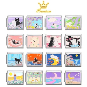 Pulsera Modular Italiana de Acero Inoxidable con Motivos de Mascotas de Dibujos Animados - Módulos Enlazables Personalizables, Creativos y Multifuncionales - Product Image 1