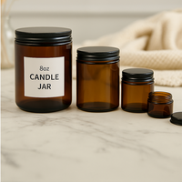 Vente en gros de pots à bougies en verre ambré vides de 8 oz avec boîte d'emballage pour la fabrication de bougies à marque privée