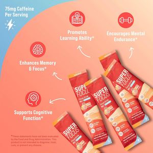 SuperFocus Fruit Punch Nutrizione Sportiva 20 Bustine Monodose Miscela Nootropica per Bevande Concentratrici Magnesio Criniera di Leone Rodiola Senza Zucchero - Product Image 2