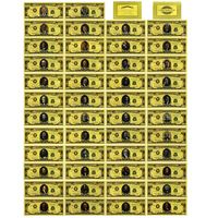 Lot de 46 billets de banque dorés des présidents américains - 16x7,6 cm, en PET, avec feuille d'or, billets fantaisie de million de dollars, cadeau souvenir pour
