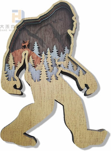 Statues de cerfs en bois 3D, statuettes d'animaux en forme de découpes, décorations multicouches pour <span class=keywords><strong>la</strong></span> décoration intérieure - Product Image 6