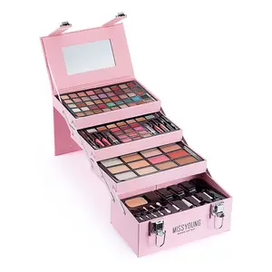Set kosmetik palet Concealer, 68 warna, palet lapisan, lipstik Blush, dengan kuas cermin, Kit Makeup lengkap