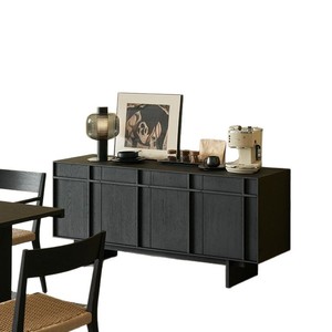 Vintage Wabi Sabi Solid Wood <b>Sideboard</b> Black Ash Wood <b>Storage</b> Cabinet For Dining Room Entryway Bedroom Guesthouse - Product Image 1
