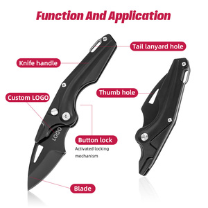 Couteau pliant multifonctionnel, manche en métal vert, couteau tactique d'extérieur, petit couteau de survie de poche - Product Image 3