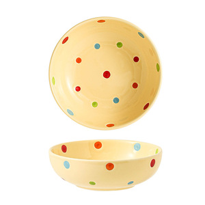 Envío gratuito en tazones de yogur pintados con lunares de alta calidad, tazones de cerámica para el hogar, pintados bajo el esmalte en color crema. - Product Image 2