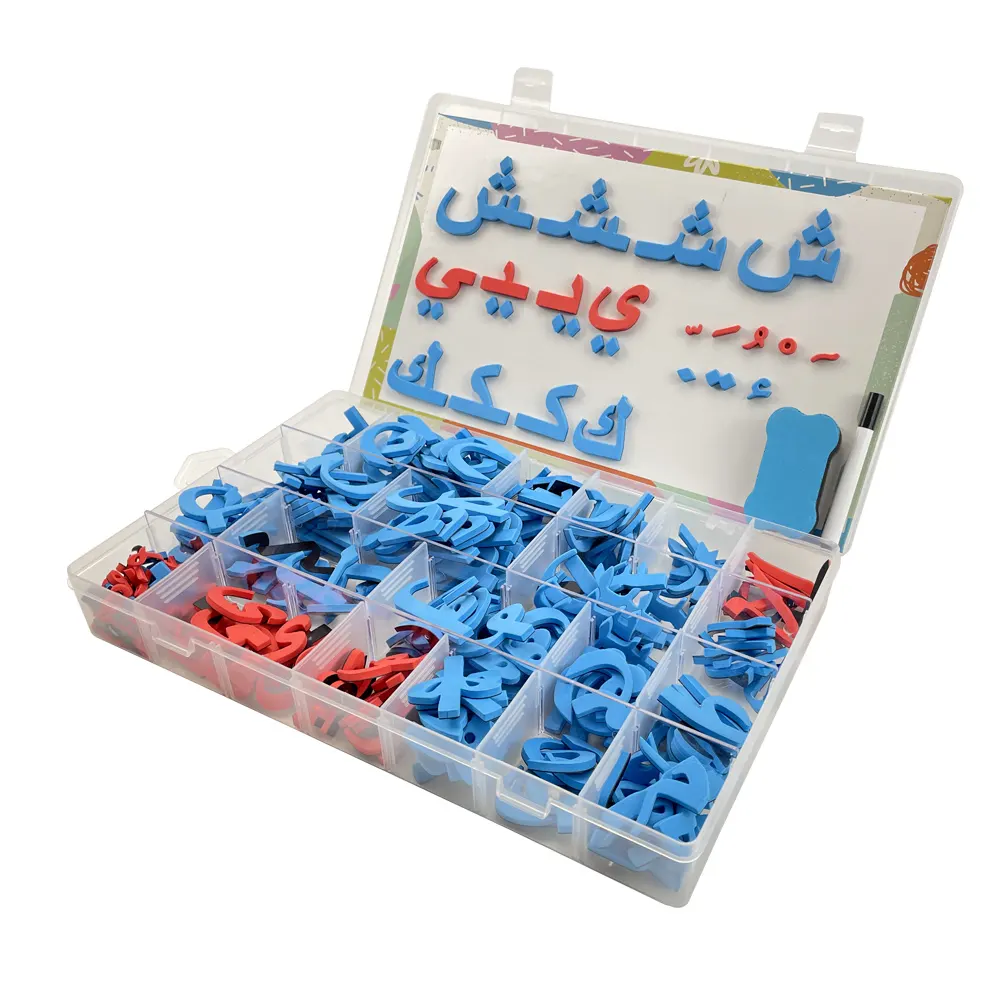 Set Huruf Arab Magnetik EVA untuk Anak Sekolah, Alat Pendidikan Ruang Kelas 374 Bagian Merah dan Biru dengan Papan Tulis