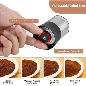 Moulin à café manuel portable en acier inoxydable personnalisé, petit broyeur à café avec réglage de la finesse de mouture externe en céramique - Product Image 4