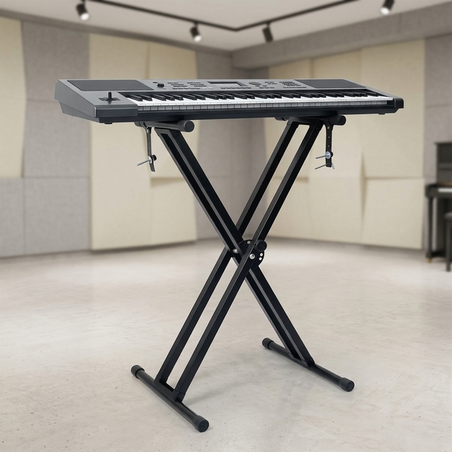 Bulk Order HUAYUN HY-805 Double Tier Iron Keyboard Stand Competitive Price Sturdy Construction Black 30-100cm for School
