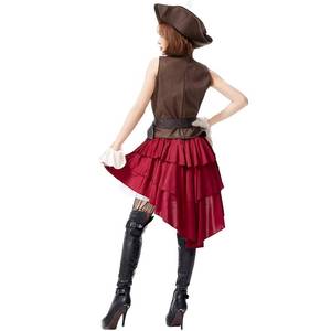 MS Halloween Cosplay <b>Split</b> Vest Pleated Tuxedo <b>Skirt</b> Adult Female Somali Pirate Costume - Product Image 2