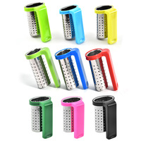 Infuseur à thé en acier inoxydable avec poignée en plastique, passoire à thé en vrac pour tasse, mug, maison, bureau, préparation du thé